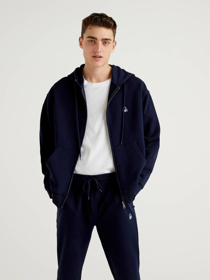 Zip-up hoodie in cotton Men image number 3